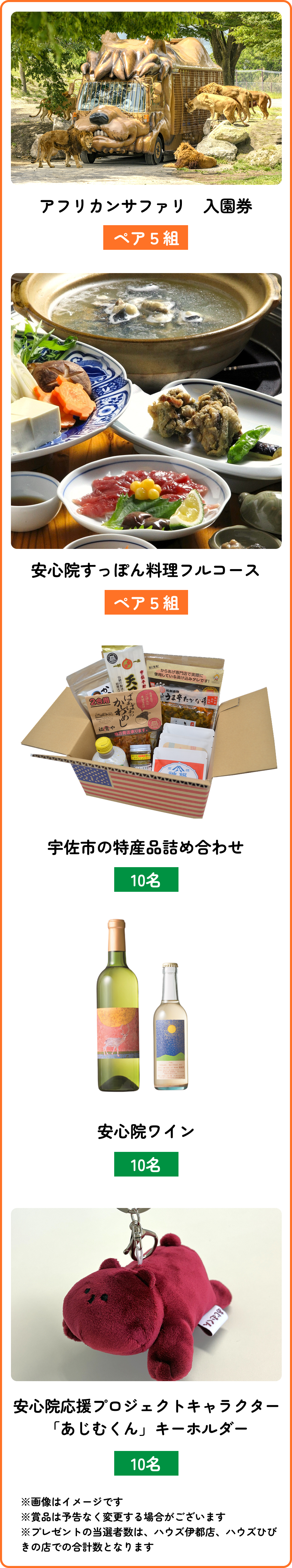 豪華プレゼント一覧