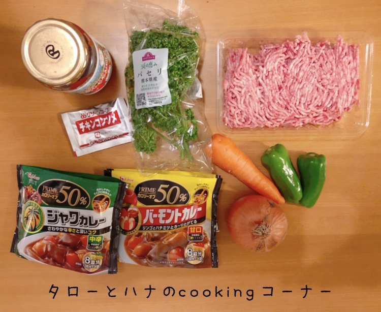 【おうちごはん】スパイスたっぷりのドライカレー〈タローとハナ〉