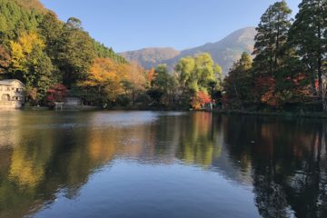 金鱗湖に映る紅葉