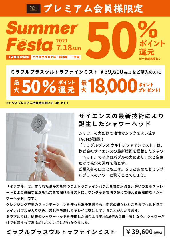 【雑貨店ハウズ50%ポイント還元イベント開催!!】シャワーの力で油性マジックを洗い流すTVCMが話題!「ミラブルプラス　ウルトラファインミスト」
