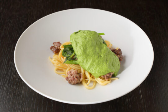 【ふくおかさん家のうまかもん】博多しゅんぎくの風味を 軽やかでクリーミーな エスプーマで感じて～Produce of Fukuoka City～
